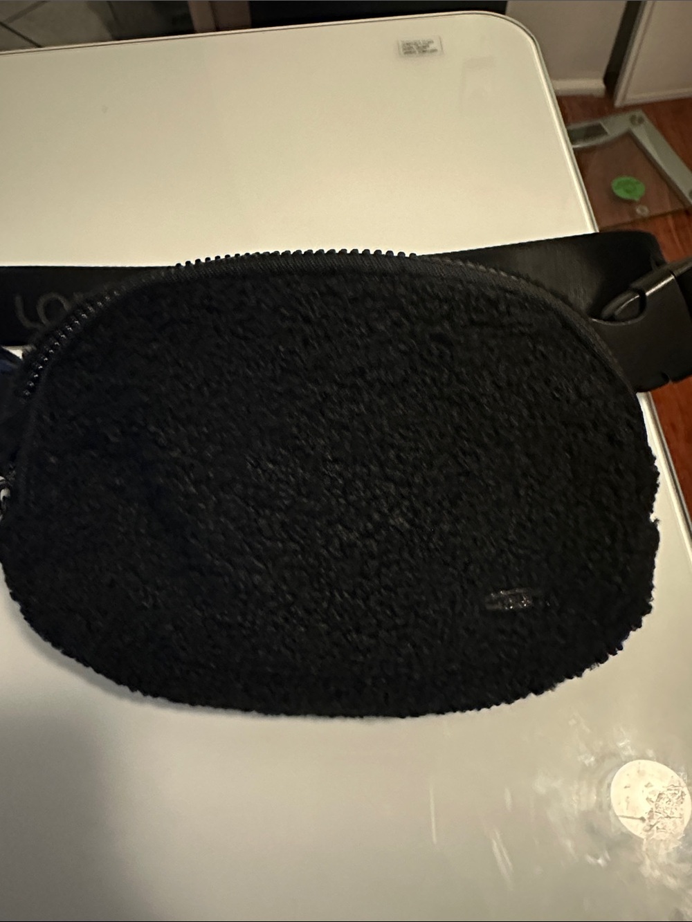 Women's Black Sherpa Belt Bag with Adjustable Strap
